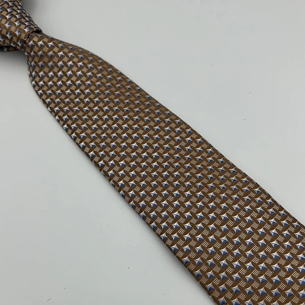 Ermenegildo Zegna Brown Geometric Patterned Men's Tie